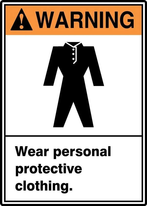 AccuformNMC LPPE304VSP ANSI Warning Safety Label, Wear Personal Protective Clothing, Adhesive Vinyl, 5" H x 3-1/2" W, 5/Pk