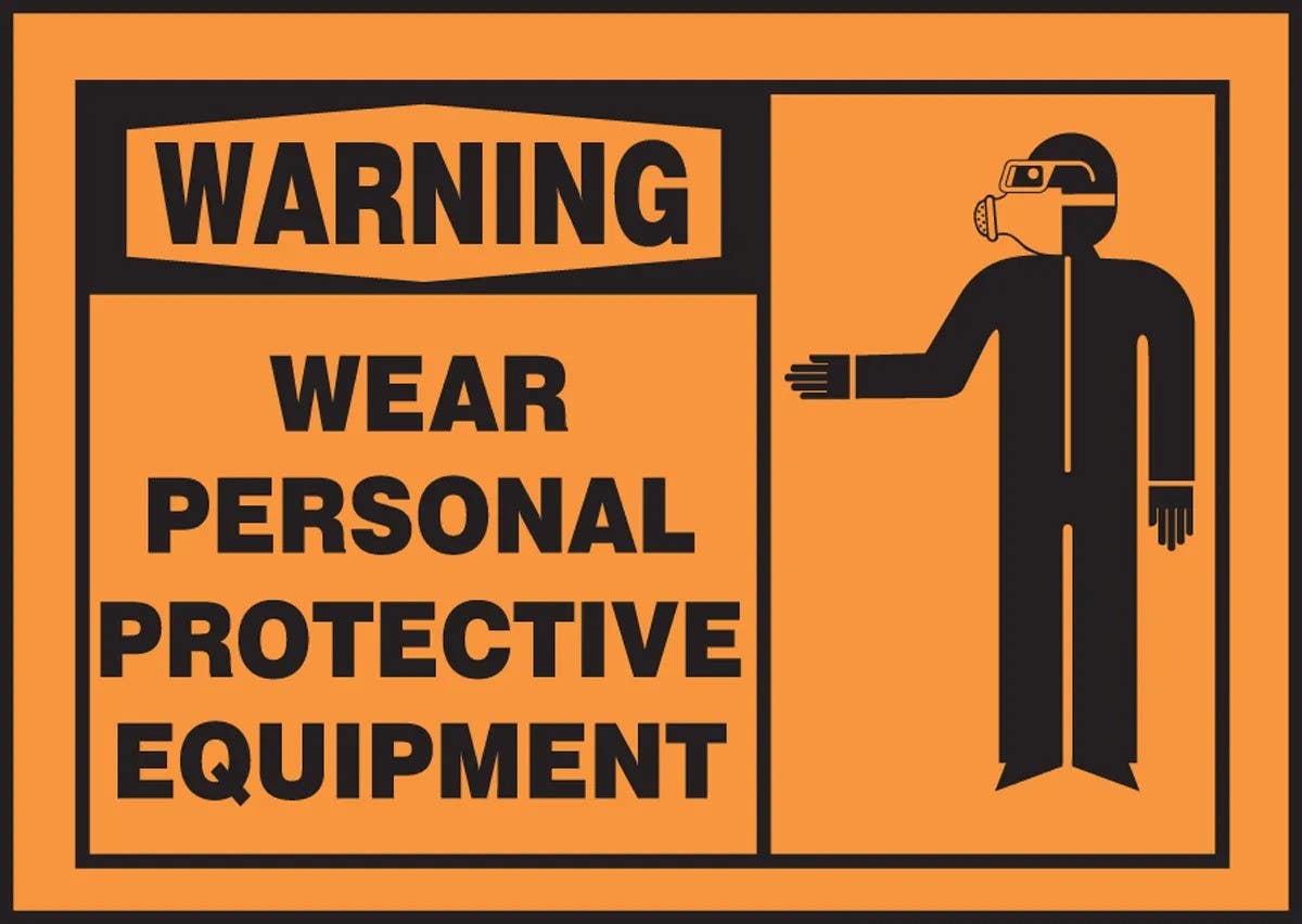 AccuformNMC LPPE305VSP OSHA Warning Safety Label, Wear Personal Protective Equipment, Adhesive Vinyl, 3-1/2" H x 5" W, 5/Pk