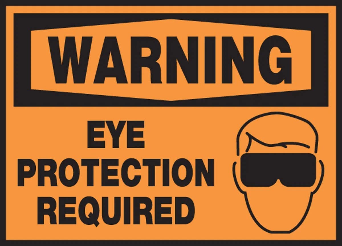AccuformNMC LPPE306XVE OSHA Warning Safety Label, Eye Protection Required, Adhesive Dura Vinyl, 3-1/2" H x 5" W