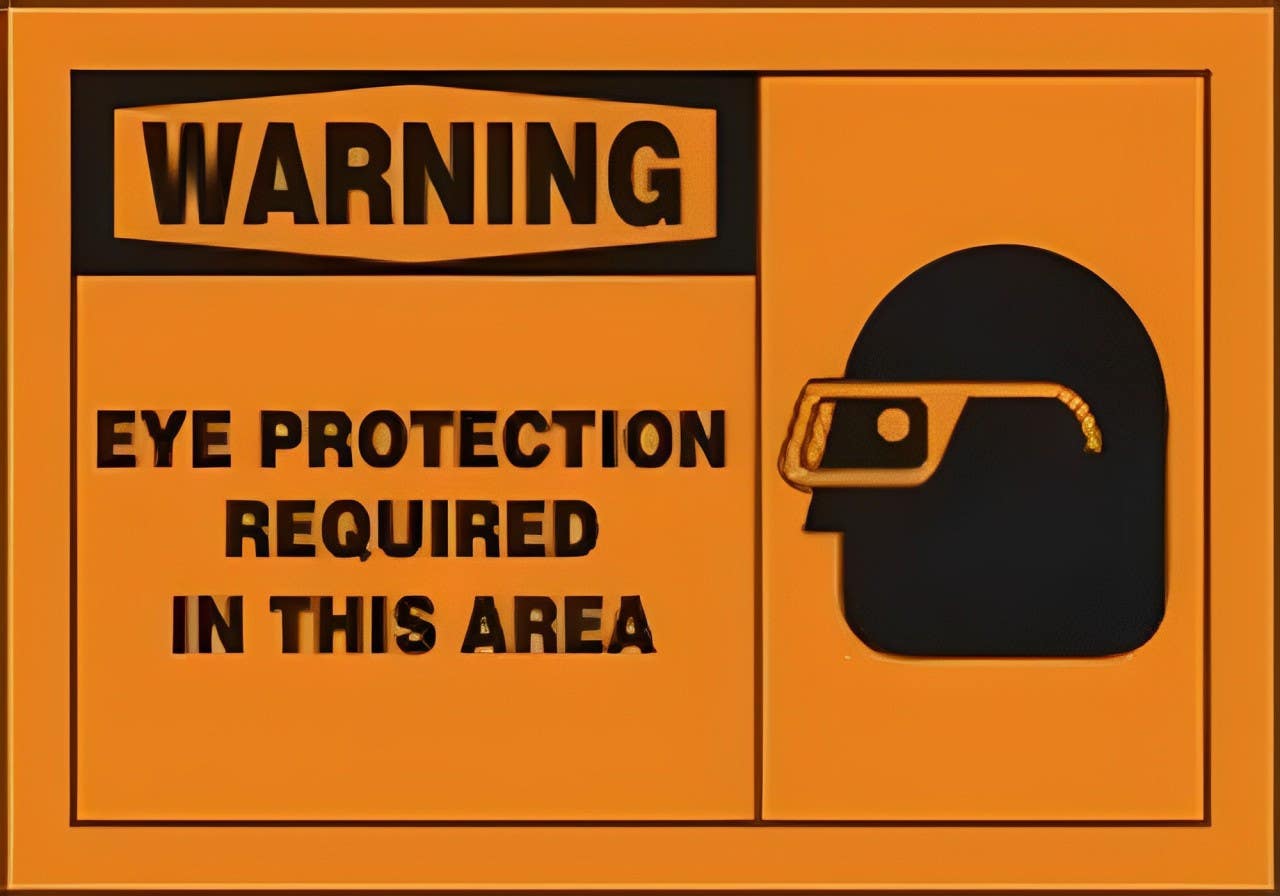 AccuformNMC LPPE307VSP OSHA Warning Safety Label, Eye Protection Required In This Area, Adhesive Vinyl, 3-1/2" H x 5" W, 5/Pk