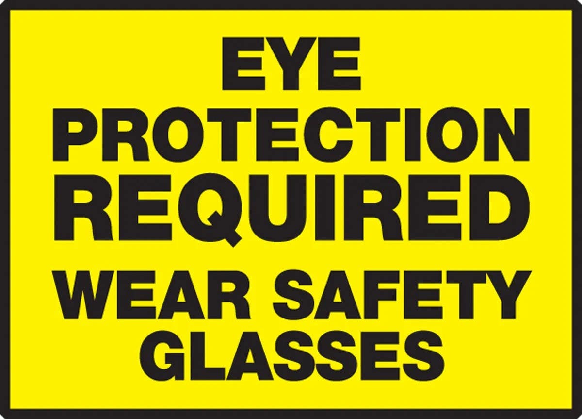 AccuformNMC LPPE512XVE Safety Label, Eye Protection Required, Wear Safety Glasses, Adhesive Dura Vinyl, 3-1/2" H x 5" W
