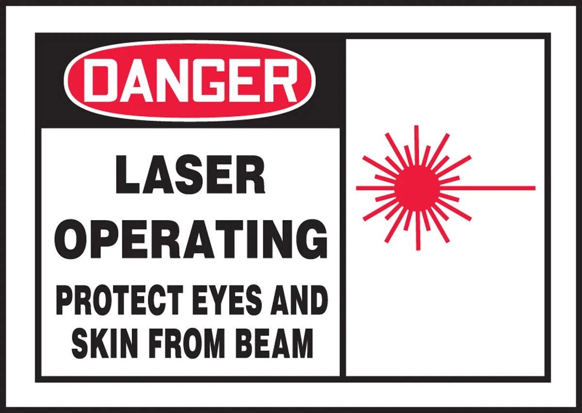 AccuformNMC LRAD002XVE OSHA Danger Safety Label, Laser Operating, Protect Eyes…, Adhesive Dura Vinyl, 3-1/2" H x 5" W