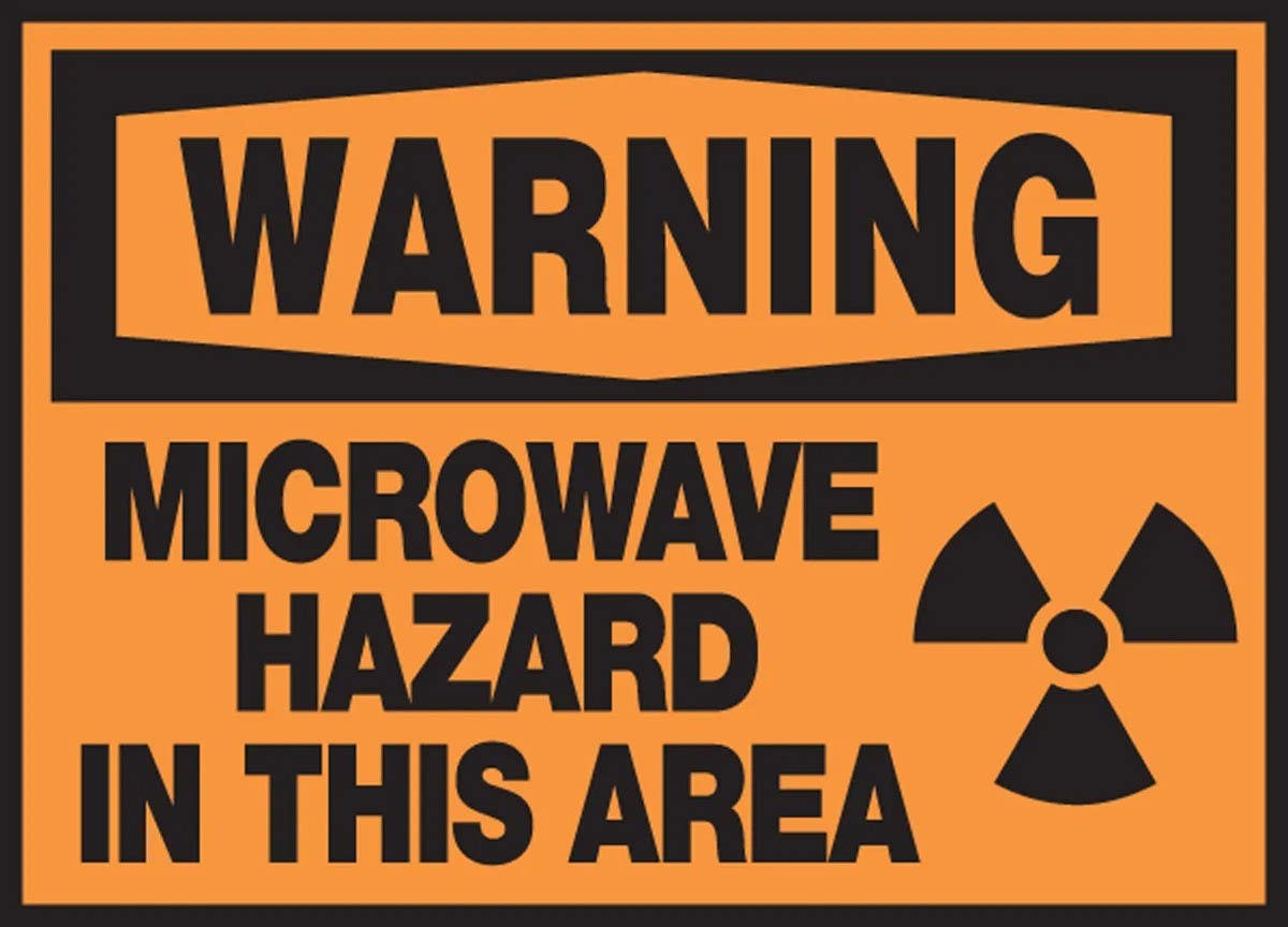 AccuformNMC LRAD307XVE OSHA Warning Safety Label, Microwave Hazard In This Area, Adhesive Dura Vinyl, 3-1/2" H x 5" W
