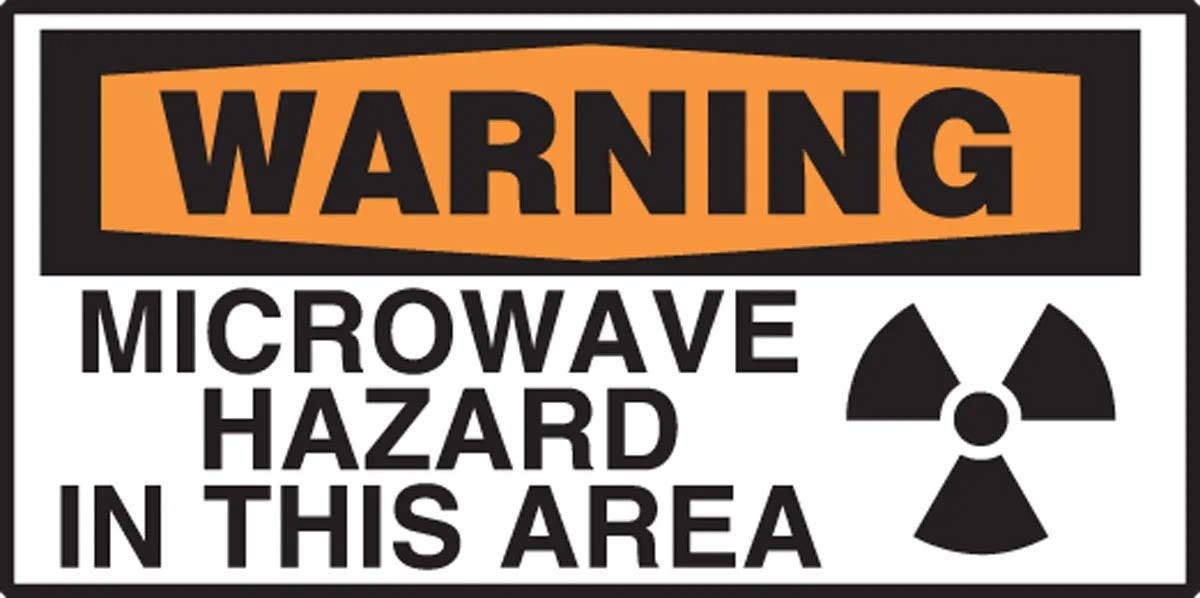 AccuformNMC LRAD309XVE OSHA Warning Safety Label, Microwave Hazard In This Area, Adhesive Dura Vinyl, 1-1/2" H x 3" W