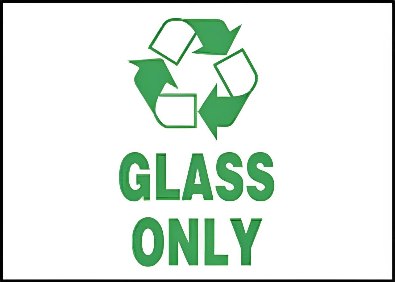 AccuformNMC LRCY503VSP Safety Label, Glass Only, Adhesive Vinyl, 3-1/2" H x 5" W, 5/Pk