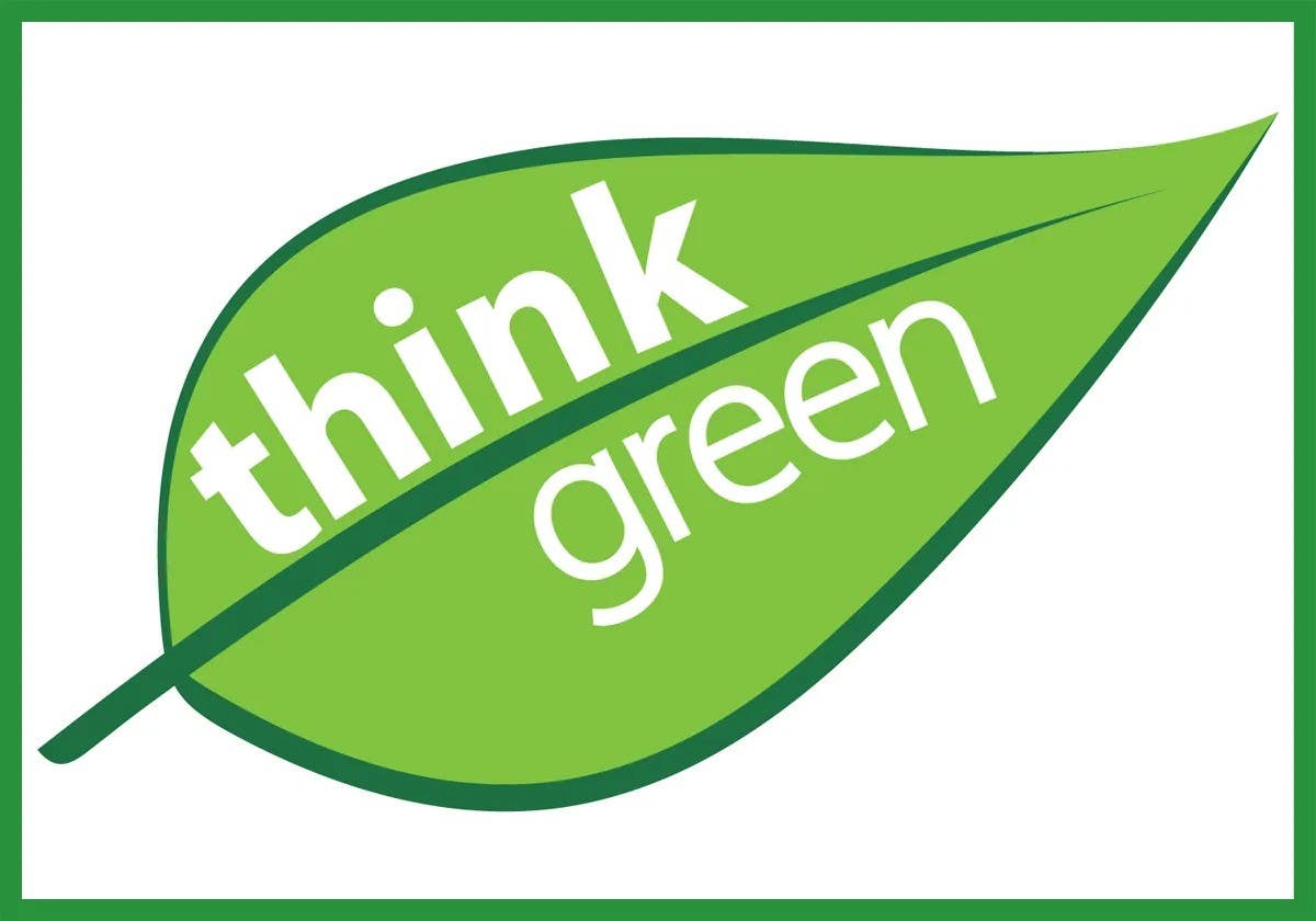 AccuformNMC LRCY525XVE Safety Label, Think Green, Adhesive Dura Vinyl, 3-1/2" H  x 5" W