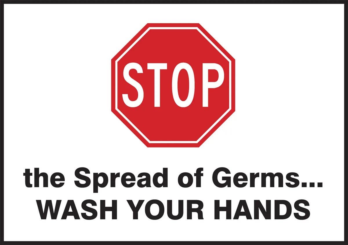AccuformNMC LRST503XVE Safety Label, Stop The Spread Of Germs, Wash Your Hands, Adhesive Dura Vinyl, 3-1/2" H x 5" W
