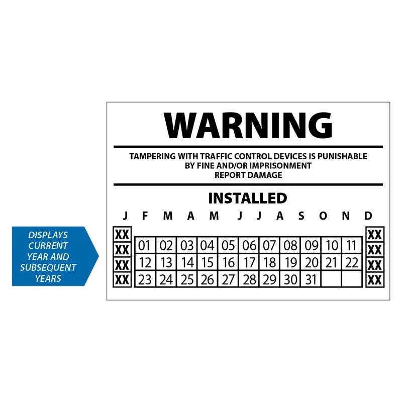 AccuformNMC LSDL300 Safety Label, Warning Tampering With Traffic Control Devices…, Adhesive Dura-Vinyl, 3-1/2" H x 5" W, 5/Pk