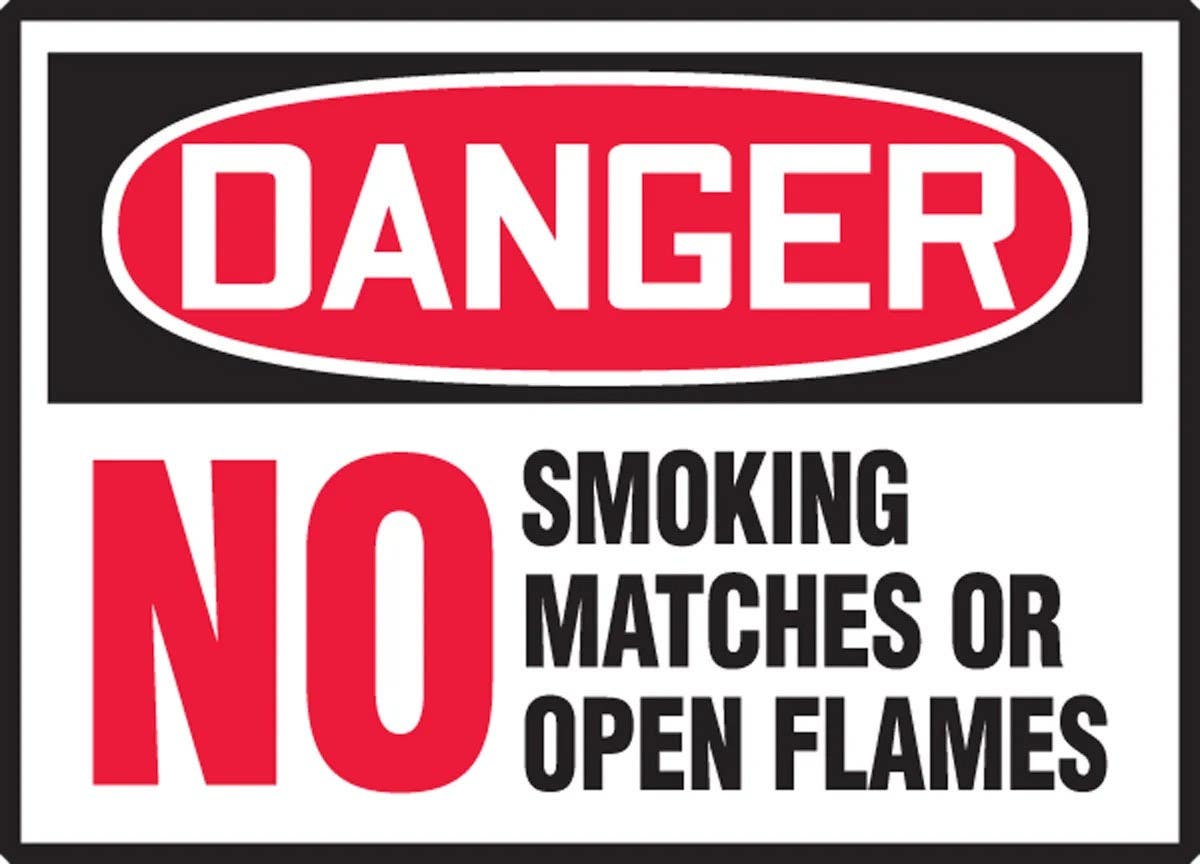AccuformNMC LSMK100VSP OSHA Danger Safety Label, No Smoking Matches…, Adhesive Vinyl, 3-1/2" H x 5" W, 5/Pk