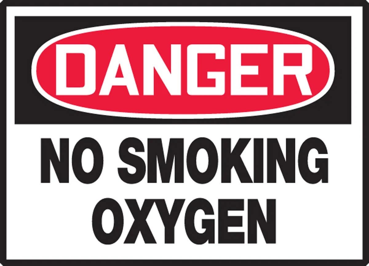 AccuformNMC LSMK101VSP OSHA Danger Safety Label, No Smoking, Oxygen, Adhesive Vinyl, 3-1/2" H x 5" W, 5/Pk