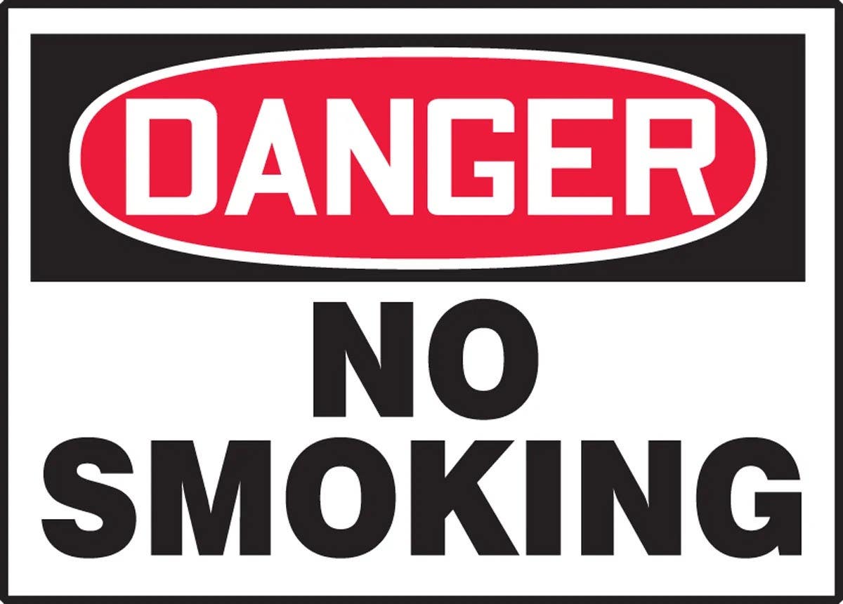 AccuformNMC LSMK298XVE OSHA Danger Safety Label, No Smoking, Adhesive Dura Vinyl, 3-1/2" H x 5" W