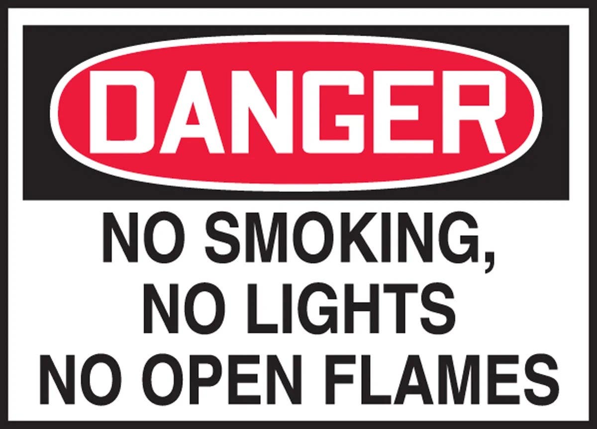 AccuformNMC LSMK299XVE OSHA Danger Safety Label, No Smoking, No Lights…, Adhesive Dura Vinyl, 3-1/2" H x 5" W