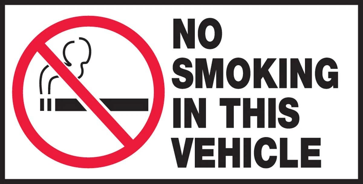AccuformNMC LSMK503VSP Safety Label, No Smoking In This Vehicle, Adhesive Vinyl, 1-1/2" H x 3" W, 10/Pk