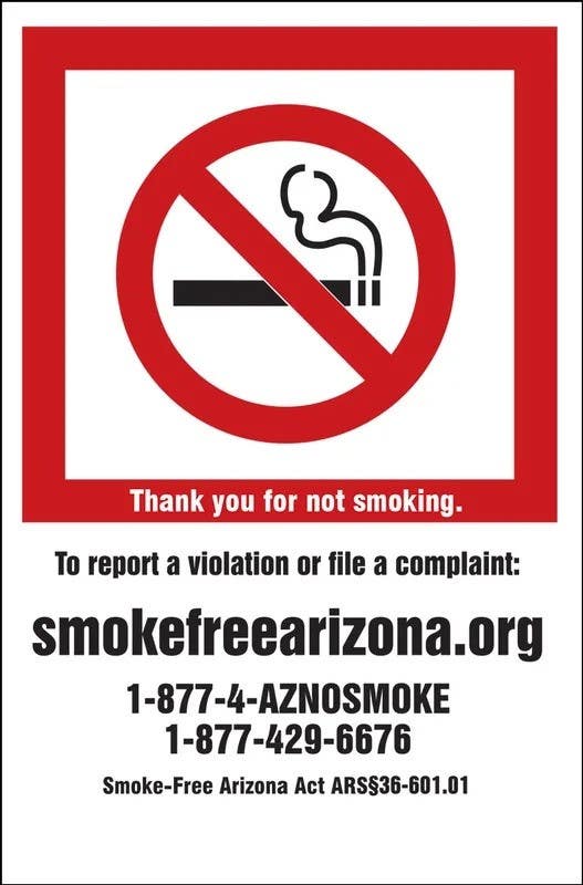 AccuformNMC LSMK507 Smoking Control Safety Label, Static Cling Vinyl, 5" H x 3-1/2" W