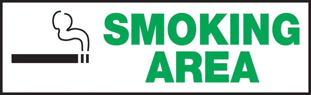 AccuformNMC LSMK522VSP Safety Label, Smoking Area, Adhesive Vinyl, 3" H x 10" W, 5/Pk