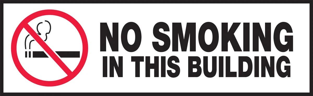 AccuformNMC LSMK527VSP Safety Label, No Smoking In This Building, Adhesive Vinyl, 3" H x 10" W, 5/Pk