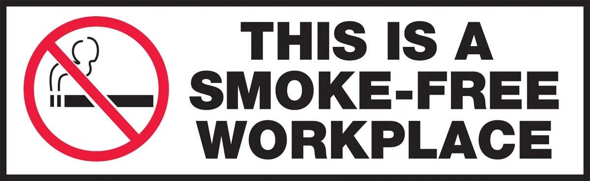 AccuformNMC LSMK528VSP Safety Label, This Is A Smoke-Free Workplace, Adhesive Vinyl, 3" H x 10" W, 5/Pk