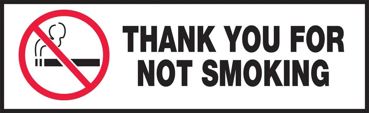 AccuformNMC LSMK532XVE Safety Label, Thank You For Not Smoking, Adhesive Dura Vinyl, 3" H x 10" W