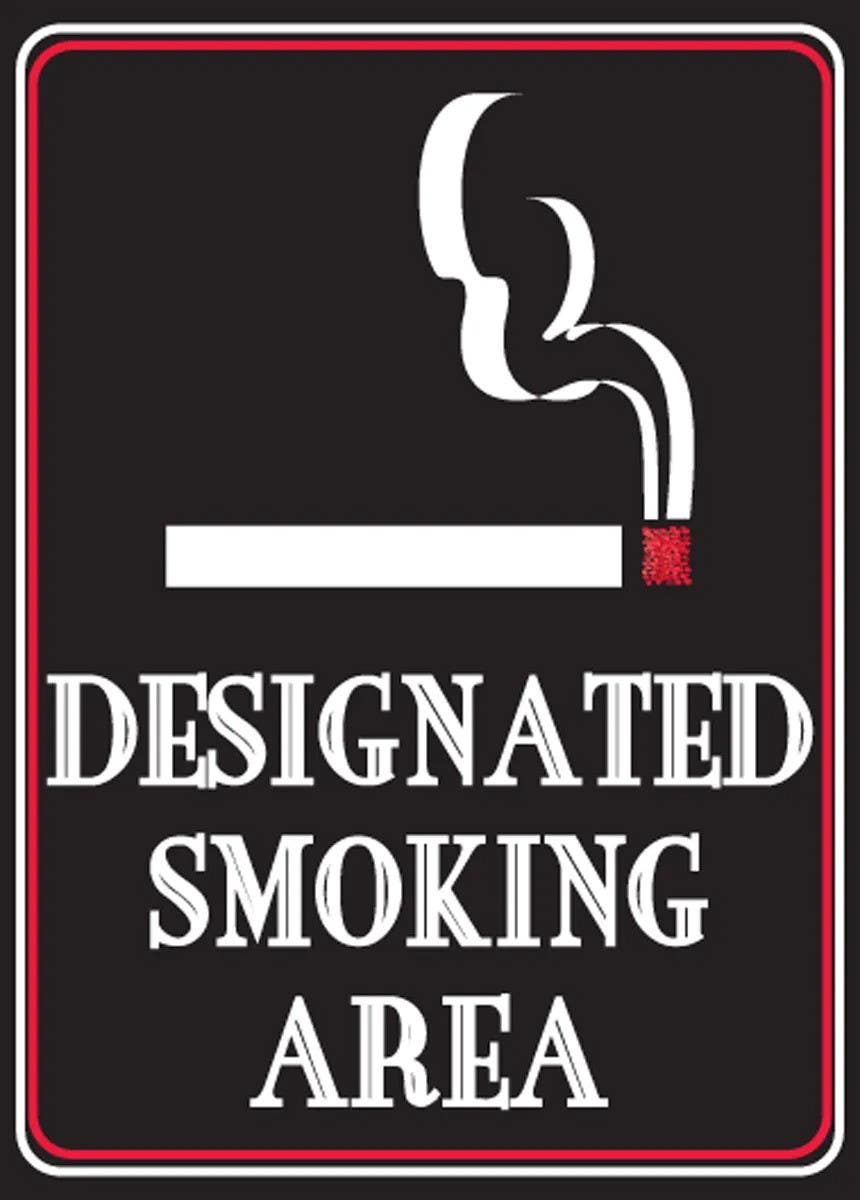 AccuformNMC LSMK565XVE Safety Label, Designated Smoking Area, Adhesive Dura Vinyl, 7" H x 5" W