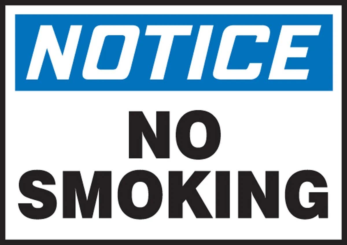 AccuformNMC LSMK808VSP OSHA Notice Safety Label, No Smoking, Adhesive Vinyl, 3-1/2" H x 5" W, 5/Pk