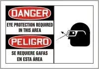 AccuformNMC LSPS001VSP Bilingual OSHA Danger Safety Label, Eye Protection Required…, Adhesive Vinyl, 3-1/2" H x 5" W, 5/Pk