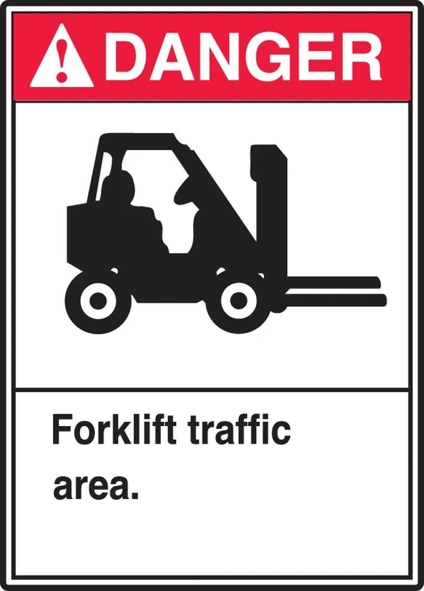 AccuformNMC LVHR001VSP ANSI Danger Safety Label, Forklift Traffic Area, Adhesive Vinyl, 5" H x 3-1/2" W, 5/Pk