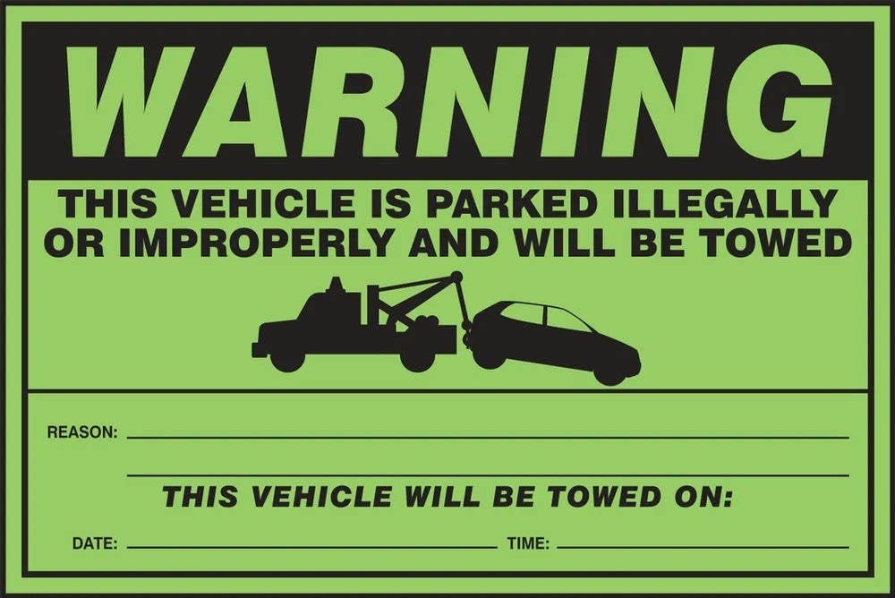 AccuformNMC LVHR301 Parking Violation Label, Warning, This Vehicle Is Parked Illegally…, Pressure Sensitive Paper, 100/Pk