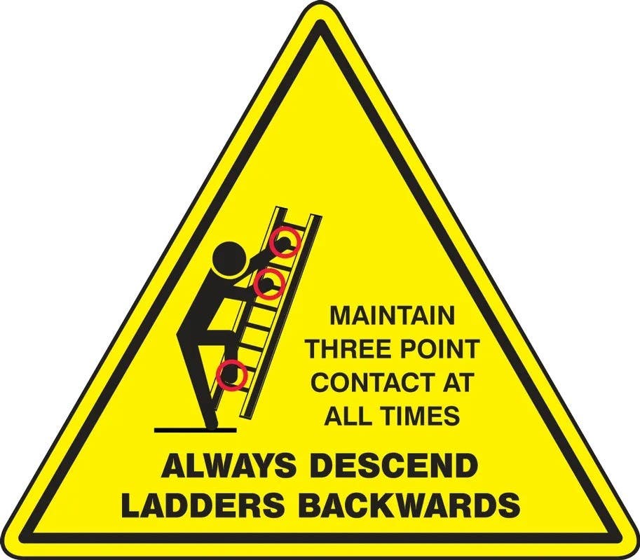 AccuformNMC LVHR498VSP Safety Label, Always Descend Ladders Backwards Maintain…, Adhesive Vinyl, 2" x 2", 5/Pk
