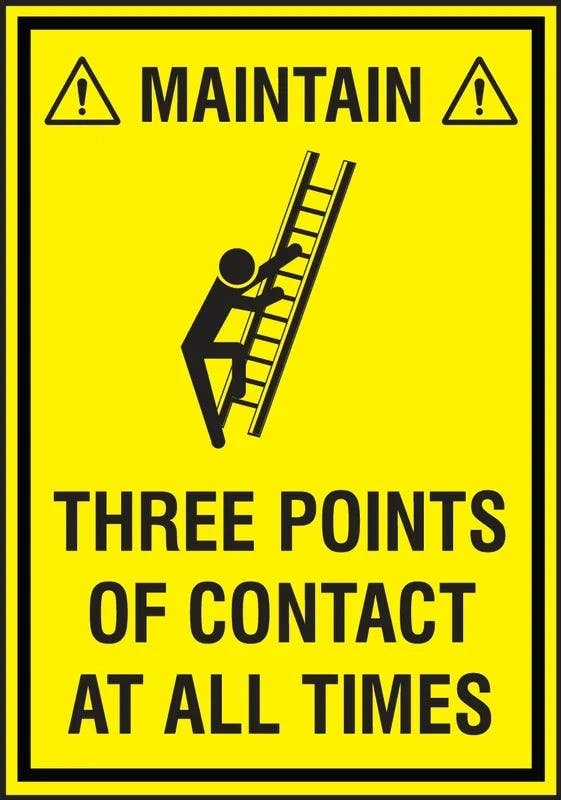 AccuformNMC LVHR Safety Label, Maintain Three Points Of Contact At All Times, Adhesive Vinyl, 5/Pk