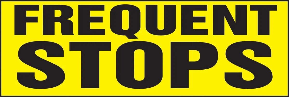 AccuformNMC LVHR501 Safety Label, Frequent Stops, 8" H x 24" W