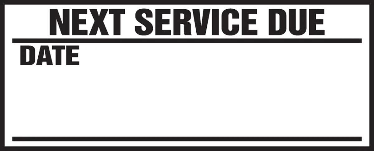 AccuformNMC LVHR519 Safety Label, Next Service Due, Date, Static Cling Vinyl, 2" H x 5" W