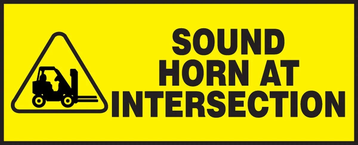 AccuformNMC LVHR554 Safety Label, Sound Horn At Intersection, Adhesive Dura Vinyl, 2" H x 5" W
