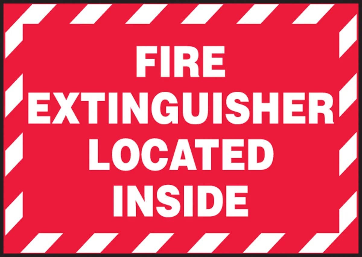 AccuformNMC LVHR565XVE Safety Label, Fire Extinguisher Located Inside, Adhesive Dura Vinyl, 3-1/2" H x 5" W