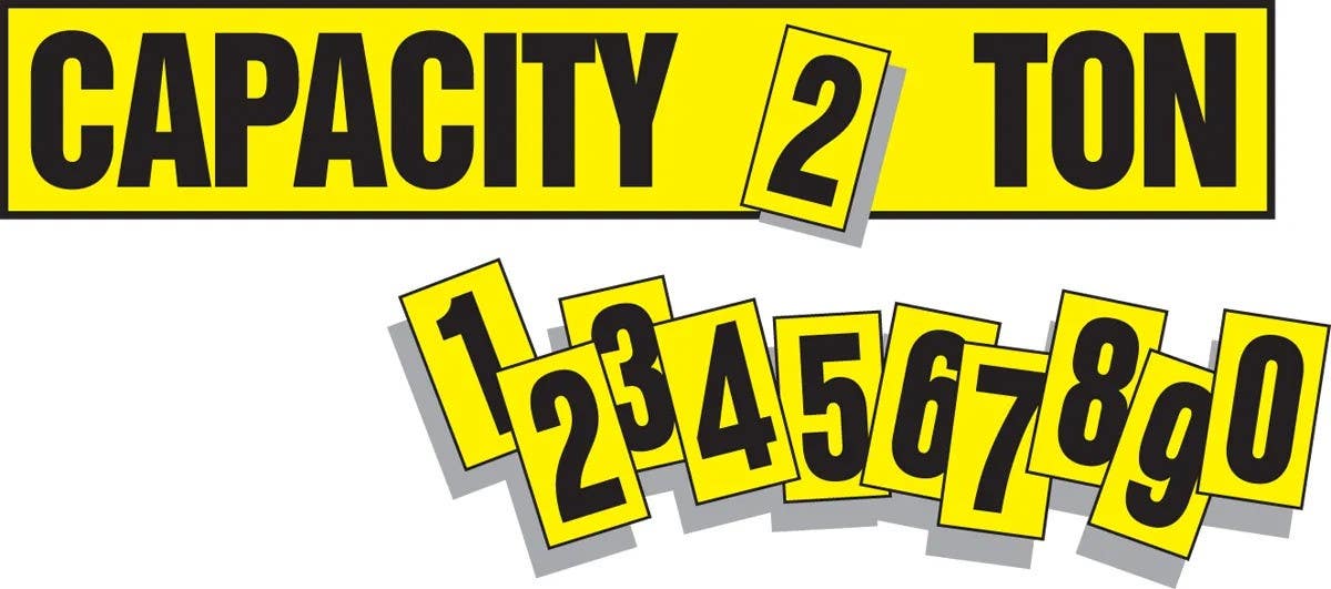 AccuformNMC LVHR580 Semi-Custom Safety Label, Capacity __ Ton, Adhesive Dura-Vinyl, 4" H x 24" W