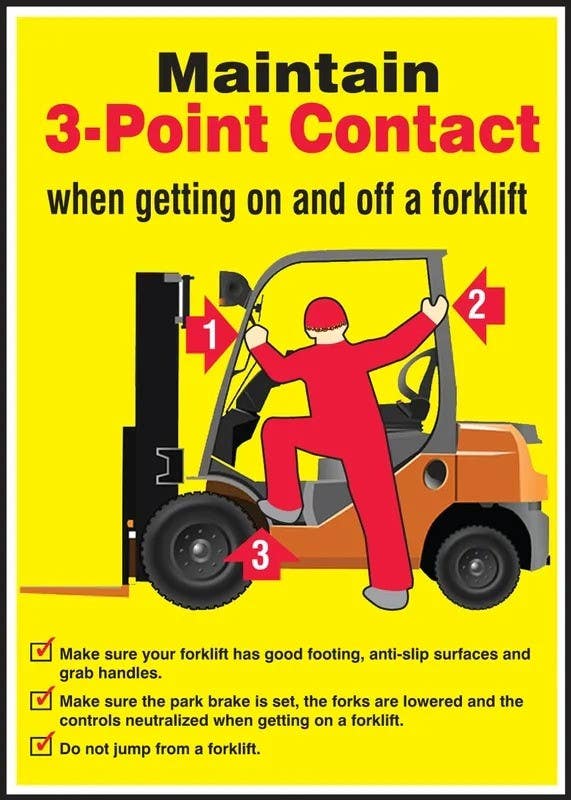 AccuformNMC LVHR582VSP Safety Label, Maintain 3-Point Contact When Getting…, Adhesive Vinyl, 7" H x 5" W, 5/Pk