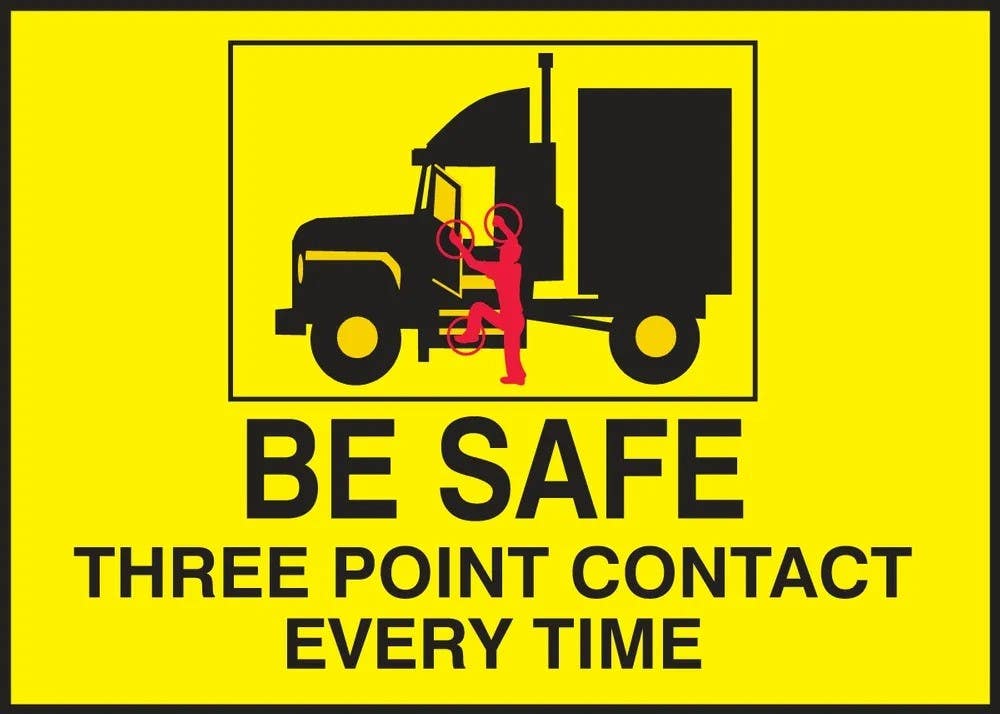 AccuformNMC LVHR583VSP Safety Label, Be Safe, Three Point Contact Every Time, Adhesive Vinyl, 5" H x 7" W, 5/Pk