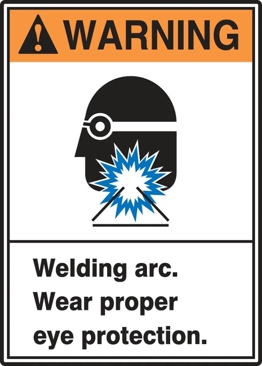 AccuformNMC LWLD300VSP Warning Safety Label, Welding Arc, Wear Proper Eye Protection, Adhesive Vinyl, 5" H x 3-1/2" W, 5/Pk