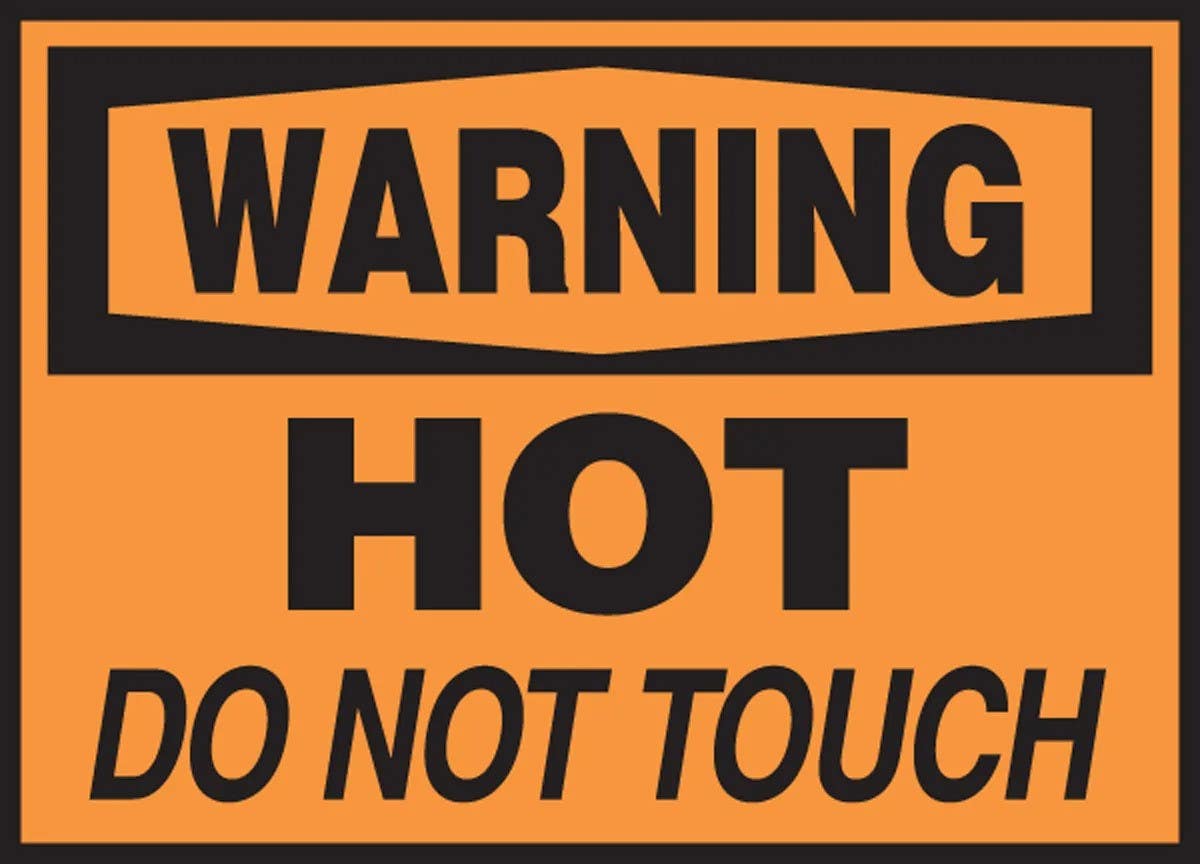 AccuformNMC LWLD303XVE OSHA Warning Safety Label, Hot, Do Not Touch, Adhesive Dura Vinyl, 3-1/2" H x 5" W