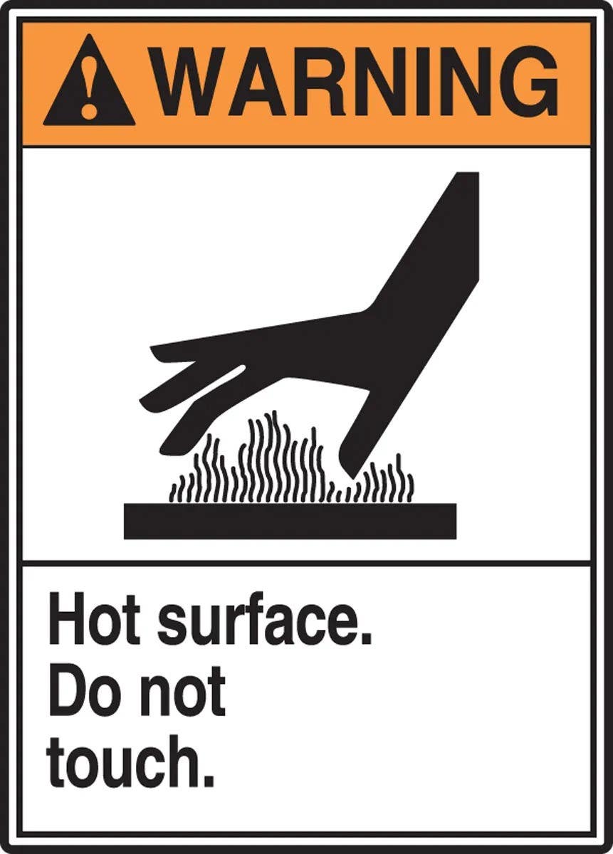 AccuformNMC LWLD306VSP ANSI Warning Safety Label, Hot Surface,  Do Not Touch, Adhesive Vinyl, 5" H x 3-1/2" W, 5/Pk
