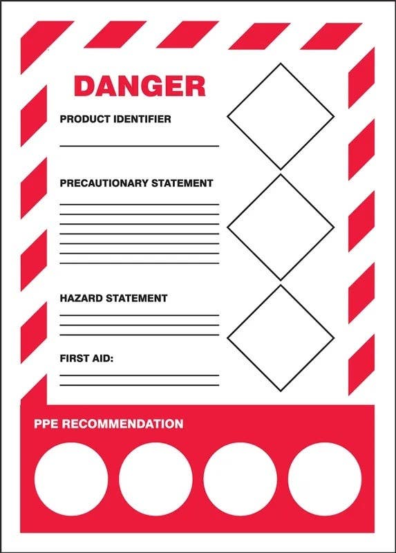 AccuformNMC LZH10 GHS Secondary Container Label, Danger, 5/Pk