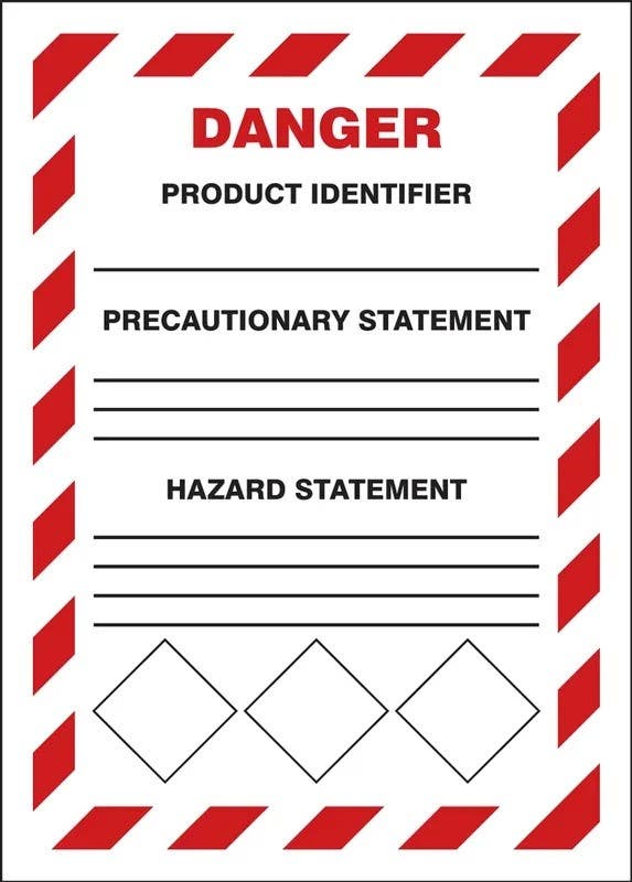 AccuformNMC LZH10 GHS Secondary Container Label, Danger, Product Identifier, Precautionary Statement..., Adhesive Vinyl, 5/Pk