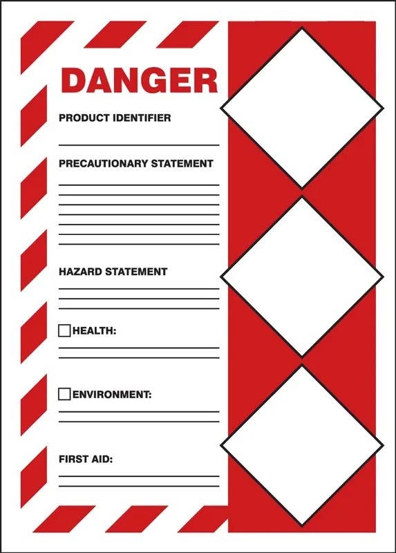 AccuformNMC LZH10 GHS Secondary Container Label, Danger, Product Identifier..., Adhesive Vinyl, 5/Pk