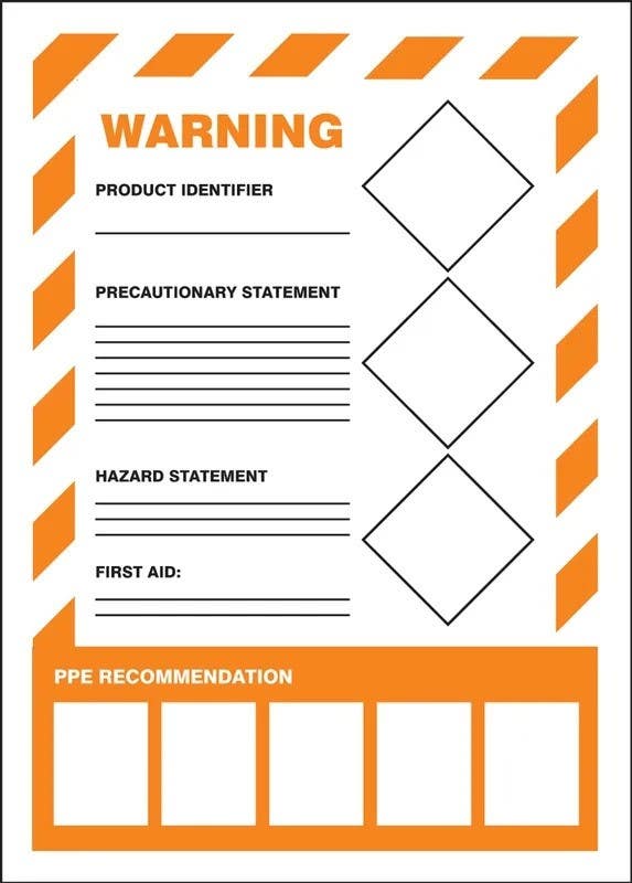 AccuformNMC LZH30 GHS Secondary Container Label, Warning, Adhesive Vinyl, 5/Pk
