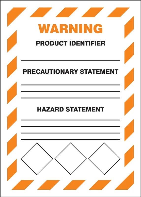 AccuformNMC LZH30 GHS Secondary Container Label, Warning (Diamonds At Bottom Border), Adhesive Vinyl, 5/Pk