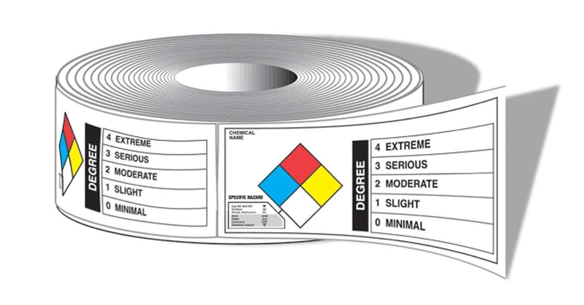 AccuformNMC LZN125 NFPA Diamond Identifier Roll Label, Chemical Classification Identifier, 1-1/2" H x 3-7/8" W, 500/Roll