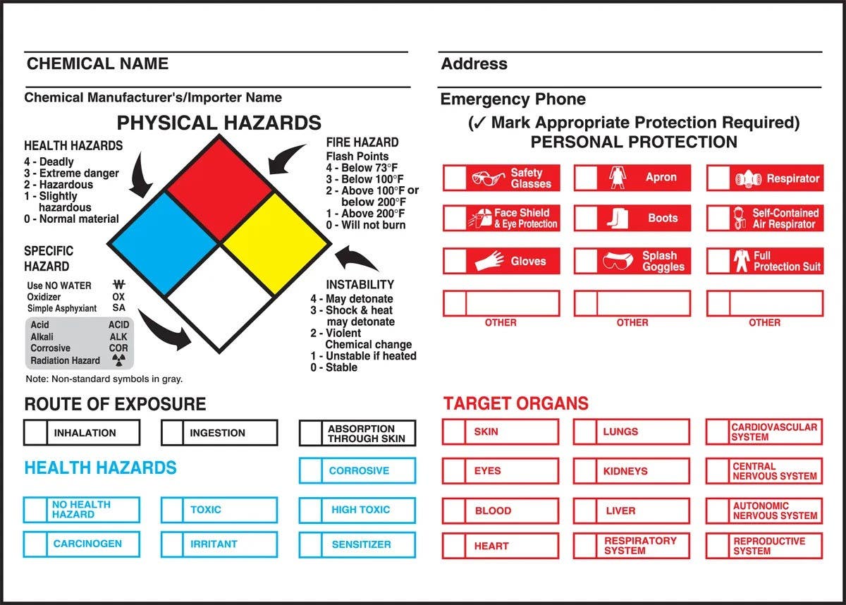 AccuformNMC LZN20 Safety Label, NFPA Chemical Identification Label, Adhesive-Poly Sheet