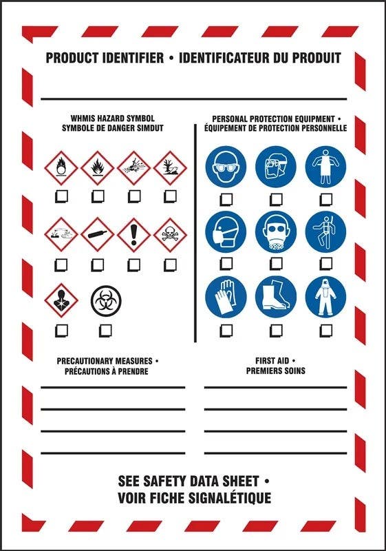 AccuformNMC LZW3 Bilingual Safety Label, WHMIS Product Identifier, Adhesive Vinyl