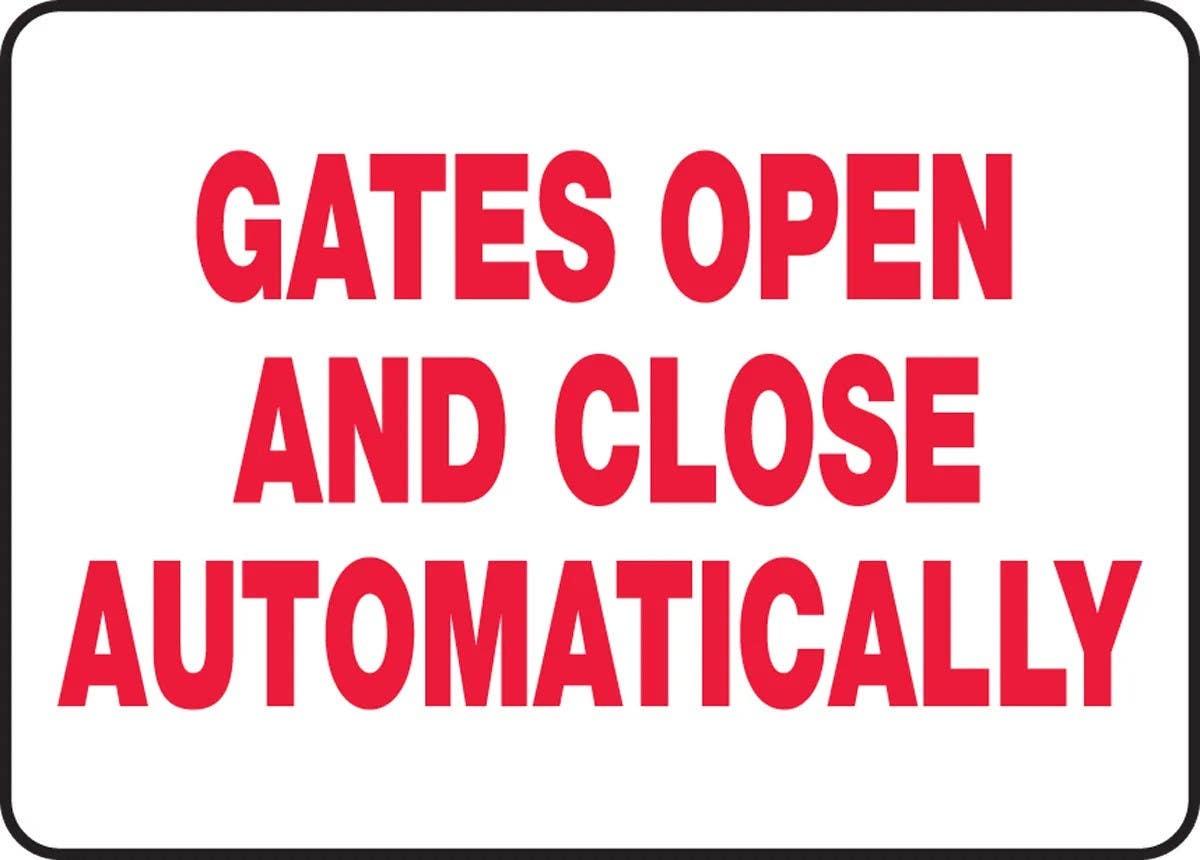 AccuformNMC MABR518 Safety Sign, Gates Open And Close Automatically, 10" H x 14" W