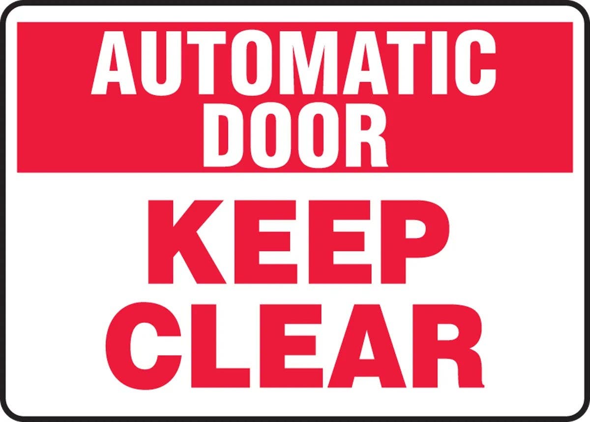 AccuformNMC MABR912 Automatic Door Safety Sign, Keep Clear, 10" H x 14" W
