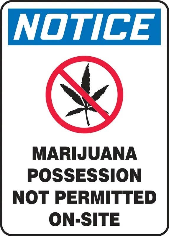 AccuformNMC MACC50 Marijuana Possession Not Permitted On-Site